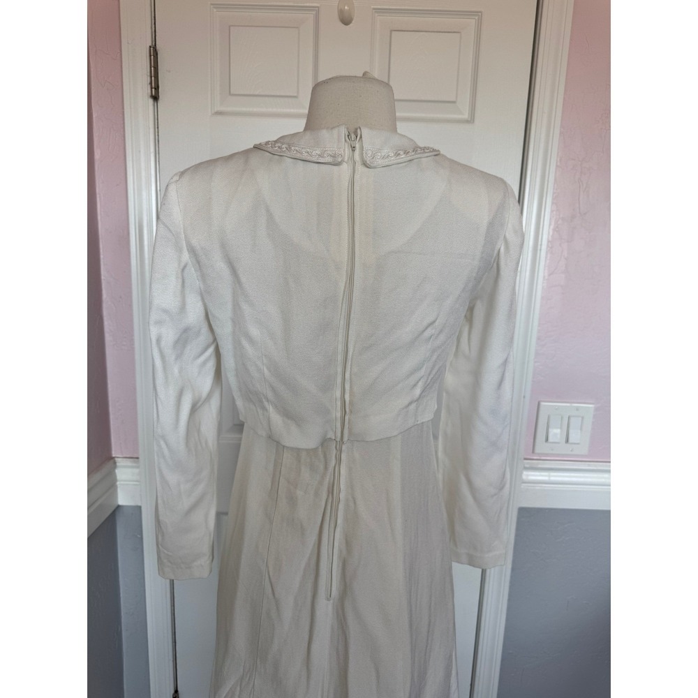 karin stevens White Long Sleeve Midi Dress Soutache Embroidery Collar Bolero 6P - Picture 7 of 16